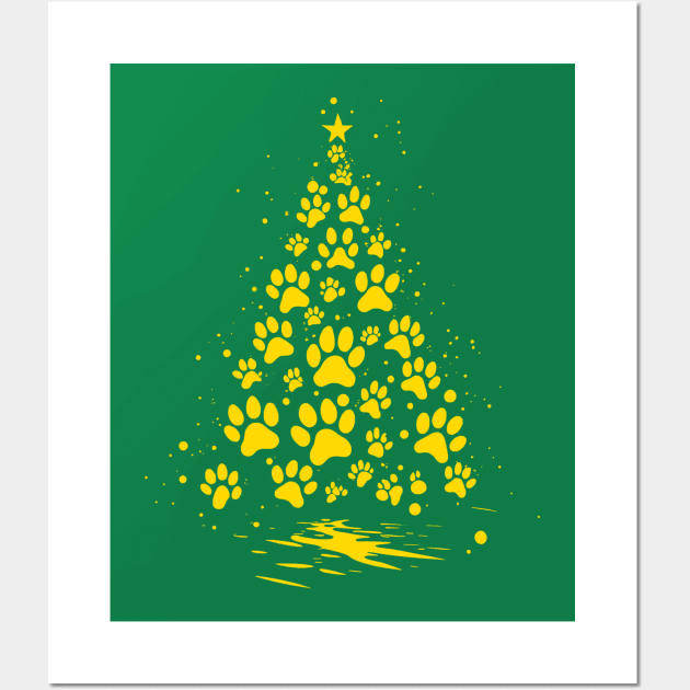 Dog Lover Paw Print Christmas Tree 4 Wall Art by taiche